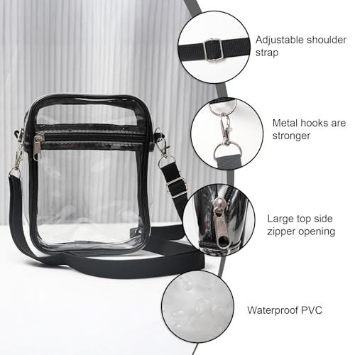 Clear Crossbody Purse with Adjustable Strap, Stadium Approved Handbag, Transparent Messenger Bag for Festivals/Sports Events4