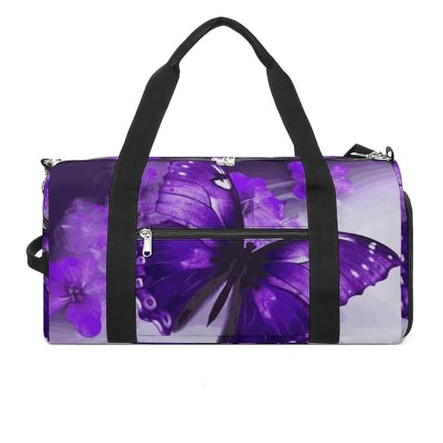 Sac de sport rouge cerises avec compartiment chaussures chic Papillon violet