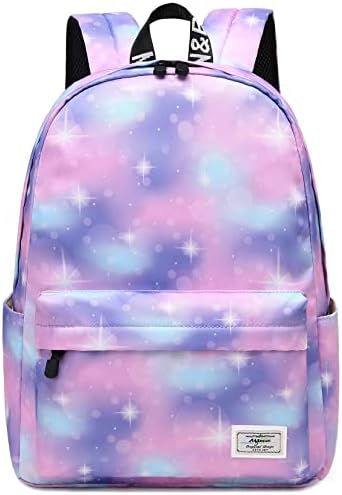 Lohol Lightweight Galaxy Backpacks for Teen Girls & Women, Water Resistance Daypack for Travel, School (Pink&Purple)