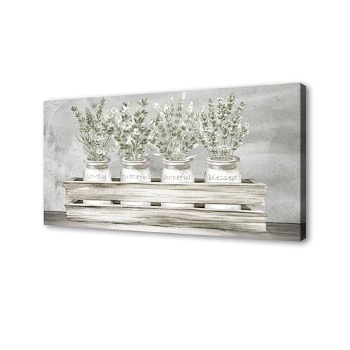 YYYYHPP YP2775 Bouquets Lovely Grateful Hopeful Blessed Sentiment, Gallery Wrapped Canvas,Inspirational Bible Verse Wall Art for Living Room Bedroom and Home Family Wall Decor by YYYYHPP - Used condition - US$151.99