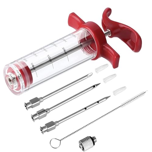 DKWIN Kitchen Injector for Meat, Meat Injector Syringe Marinade Turkey Seasoning Injector Syringe with Scales for Restaurant Hotel Home Kitchen BBQ Party Sauce Injector