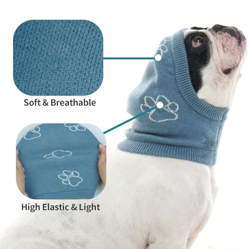 Katzinst Hunde Gehörschutz, Elastische Strick Ohrenpflege Hundemütze für Kleine Hunde,Geräuschreduzierung, Angstlinderung,Schütze die Wunde,Spaziergang,Hund Ohrenpflege,Blau,S