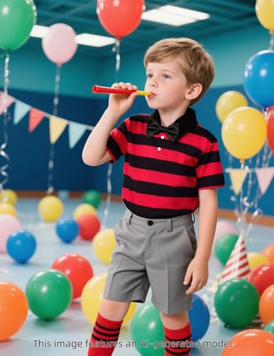 Image of COSLAND Boys' Striped Polo Shirt, Cotton Short Sleeve Shirt, X-Small-Large
