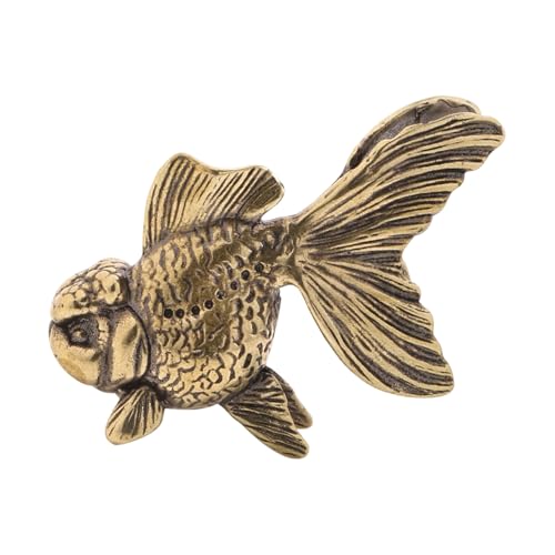 Haodream Escultura de peces de esturión de metal, figura en miniatura de deportes acuáticos antiguos, oficina en casa, mesa, decoración, adorno, regalo, figura de pescado de metal antiguo, decoración