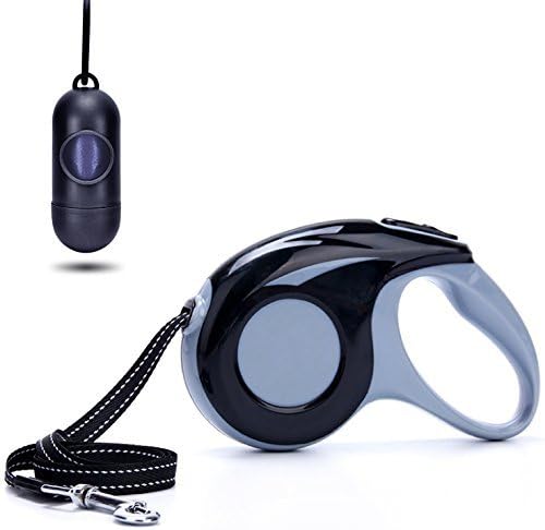 Retractable Dog Leash - Adjust the Length with Greater Ease than any Other Leash - Top Quality Locking System and ABS Plastic - BONUS Poop Bag Dispenser with Bags Included