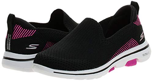 Sapatilha Go Walk 5-Prized, Skechers, Feminino, Preto/Rosa Choque, 37