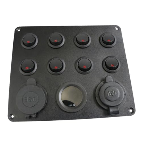 COOLHIYA 12v-24v Cat's Eye Led Switch Panel Voltage Meter Modification Panel for Car Boat Rv Dual USB 4.2a Charger