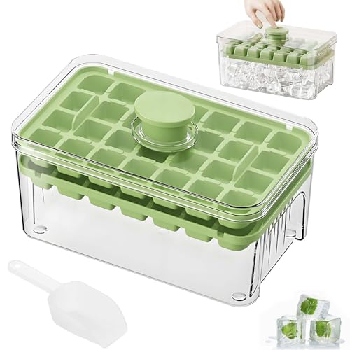 Stampi per Ghiaccioli con Coperchio e Contenitore, Contenitore per Cubetti di Ghiaccio, Stampo Ghiaccio con Pala, Ice Cube Maker, Facile Rimozione Cubetti, Ideale per Cocktail, Bevande, Caffè