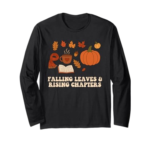 Reading Book Coffee Lover Autumn Fall Season Reader Bookworm Long Sleeve T-Shirt