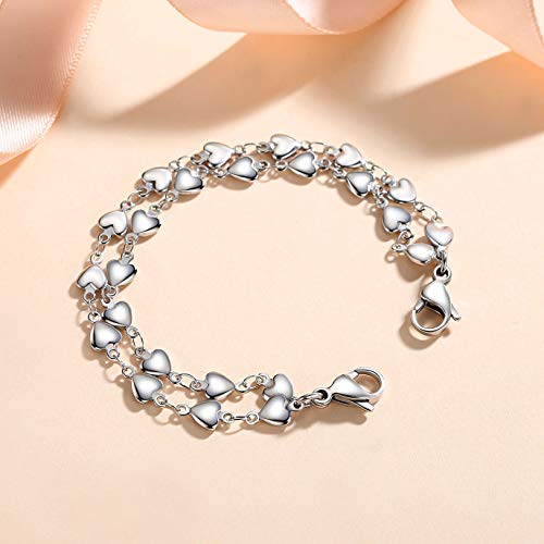 LinnaLove Double Heart Link Stainless Steel Interchangeable Medical Alert Bracelet (60)