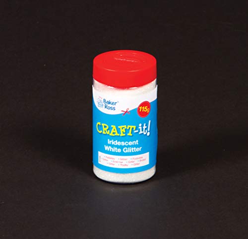 Baker Ross EF332 Iridescent White Glitter Shaker Arts and Crafts — Glitter Container, 115g