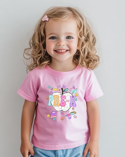 Image of First Day of Preschool Shirt Pre K Shirts for Girls Boys Toddler Kids 1st Day of Kindergarten Gift Cotton Tee 2T-7Y