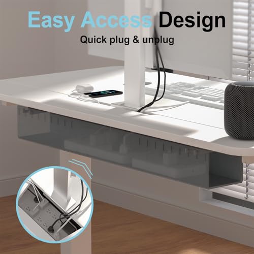 Image of Electric Standing Desk,48x24 Inch Adjustable Height Sit Stand Desk with Cable Management Tray,with Memory Presets Ergonomic Computer Desk for Home Office /Gaming /Workstation,White