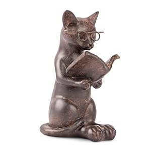 Young’s Inc. Cat Figurine – Cute Cat Statue – Whimsical Cat Decor for Cat Lovers – Cat Collectibles and Meditation Decor – Cat with Eye Glasses – 4” L X 3” W X 5” H