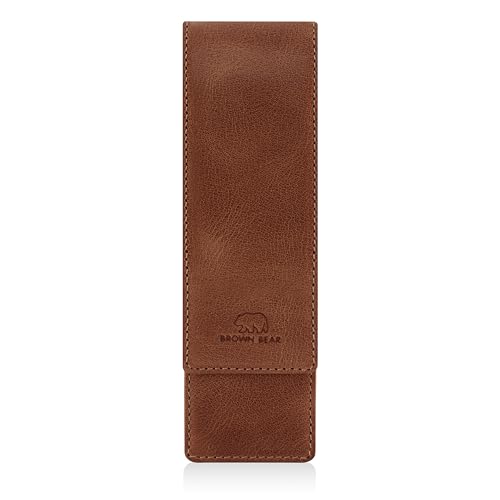 BROWN BEAR Schreibgeräte-Etui Leder Braun Vintage für 2 Stifte | Echtleder Etui mit Magnet-Verschluss für Kugelschreiber & Füller | BB Golf 80-2 HBR BROWN BEAR Schreibgeräte-Etui Leder Braun Vintage für 2 Stifte | Echtleder Etui mit Magnet-Verschluss für Kugelschreiber & Füller | BB Golf 80-2 HBR