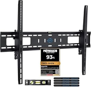 deleyCON Support Mural Universel TV 60"-100" Pouces (152-254cm) Inclinable 75Kg & VESA 900x600 Plasma LCD LED OLED Curved Télévision Fixation