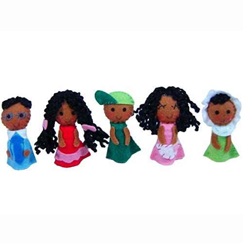 Dedoches De Feltro - Família Afro Brasileiro - 5 Personagens - Multicolorido - 100% Artesanal