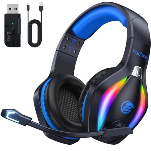 Fachixy「2025 Neu」FC100 Wireless Gaming Headset - 2.4GHz & Bluetooth Kopfhörer mit Mikrofon - 3D...