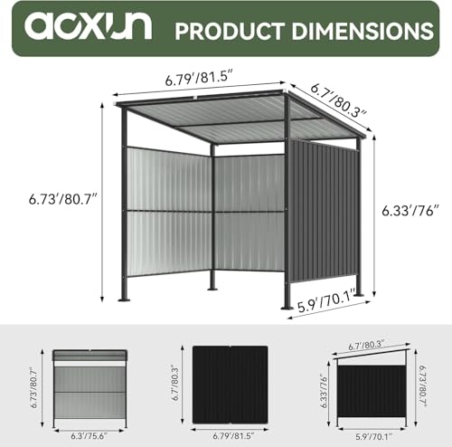 Aoxun 6x6FT Outdoor Shed Grill Shed, Grill Gazebo, Black - Image 2