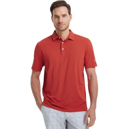M MAELREG Mens Polo Shirts Short Sleeve Quick Dry Moisture Wicking Athletic Performance Jacquard Collared Golf Shirt for Men3