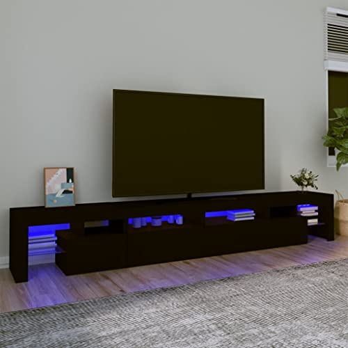 SKM Mueble para TV con luces LED negro 280 x 36,5 x 40 cm (55) kg