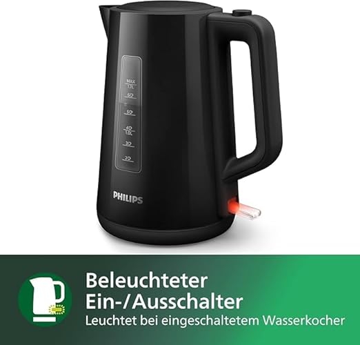 Bild 5 - Philips Wasserkocher – 1.7 L Fassungsvermögen mit Kontrollanzeige, Pirouettenbasis, schwarz (HD9318/20)