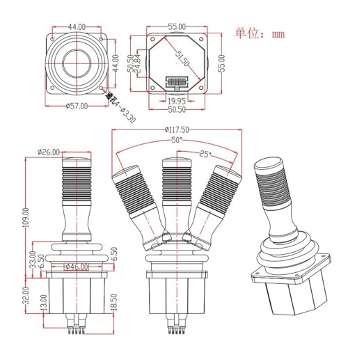 Manette industrielle de Hall SMC45B à sortie 0.5-4.5V pour un contrôle fluide - 3