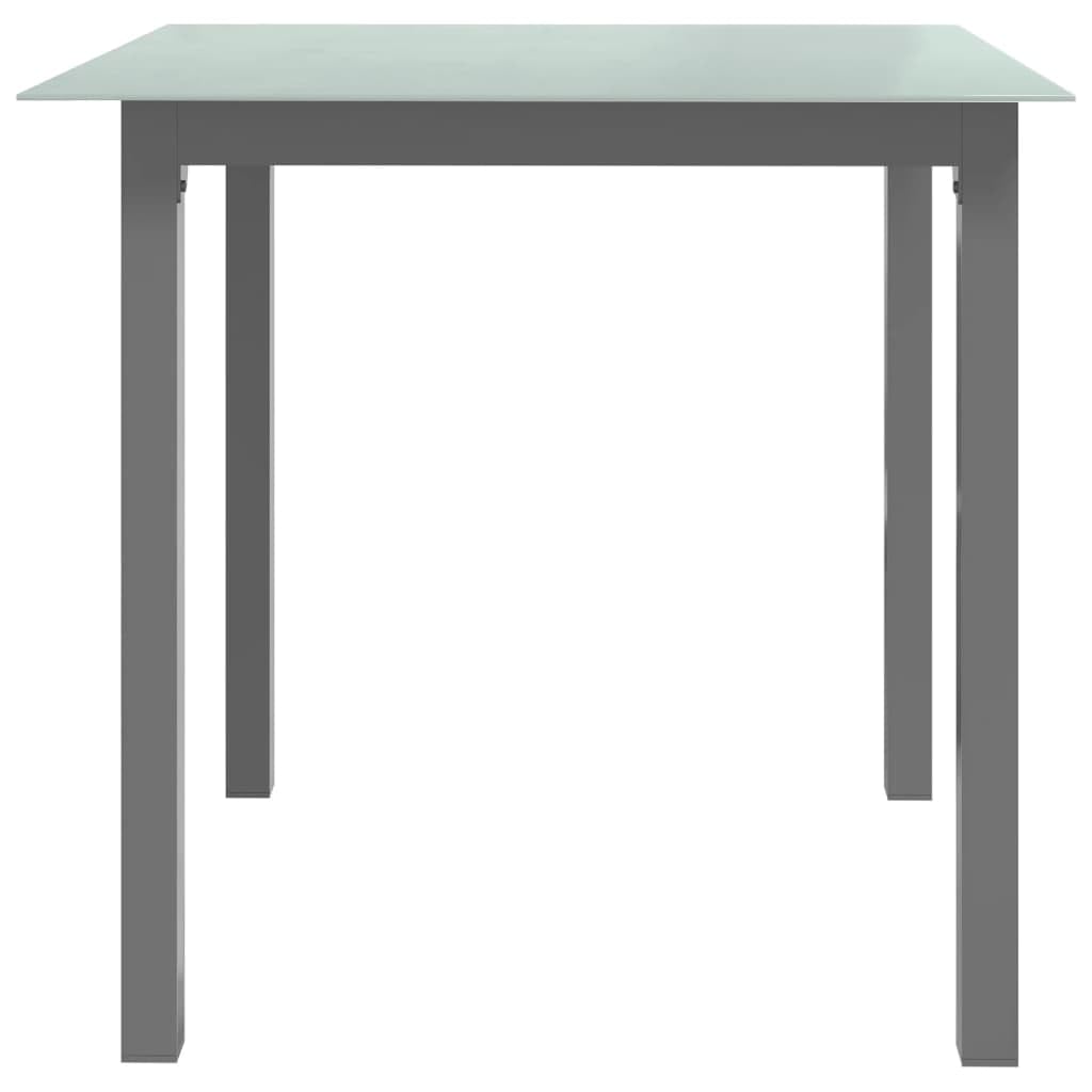 Mesa de jardín genérica gris claro, 80 x 80 x 74 cm, aluminio y vidrio, mesa exterior para patio y balcón con marco sólido y bandeja fácil de limpiar