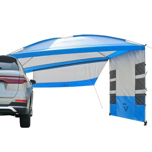 JOYTUTUS Versatile Vehicle Awning with 3 Removable Sides, Large Car Awning 11.5FT * 7.9FT, UV50+ and Waterproof PU2000mm Truck Canopy, SUV Camping Sunshade with 8 Storage Pockets