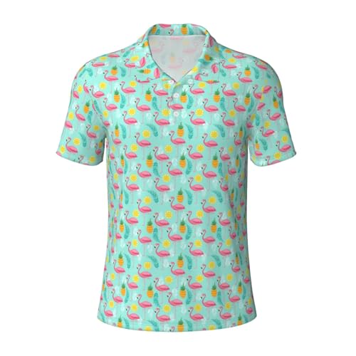 Polo imprimé flamant rose respirant homme anti transpirant manches courtes