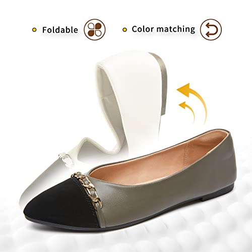 Image of BABUDOG Women's Black Flats Shoes,White Dress Shoes for Women,Crimping Faux Suede Ballet Flats Comfortable