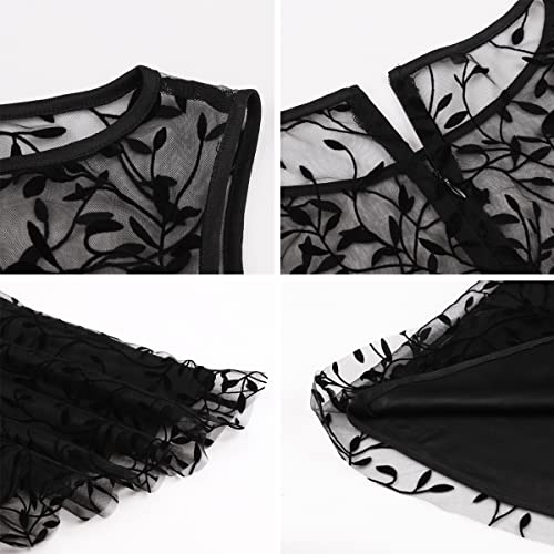 Image of 1950s Dresses for Women Vintage Elegant Short Puff Sleeve Polka Dot Patchwork Knee Length Cocktail Party Dress