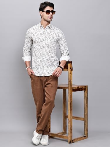 Image of Majestic Man Pure Cotton Slim Fit Printed Casual Shirt for Men