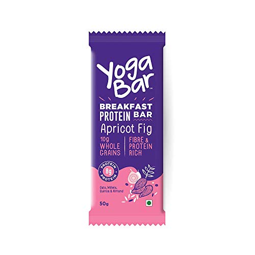 Image of Yogabar Apricot Fig Breakfast Protein Bar With Oats, Millets, Quinoa & Almond | 8 g Protein & 10 g Whole GrainS 50gm