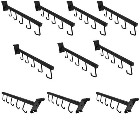 Prolinemax 10 Pc 17-1/2''L Gloss Black Gridwall 5 J Hook Waterfall Faceout Square Tube Fixture