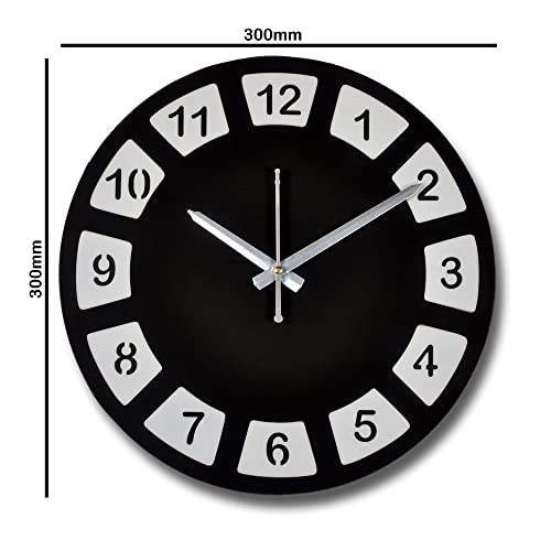 Image of Ananta Enterprises Digit Round Analog Wall Clock (Silent Ticking Movement) (Black and White Dual Tone) (300mm Dia) (Design 6)