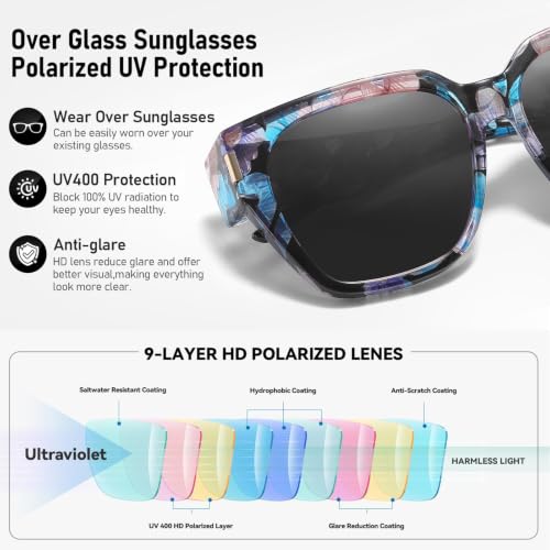 Image of HAOLOTA Polarized Fit Over Glasses Sunglasses for Women UV Protection