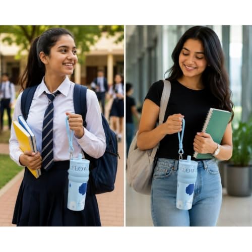 Image of STARFLYER Stylish Reusable Drinking Cup for Water, Juice & Cold Beverages | Portable Travel for Home, Office & Daily Use. (700ml Blue Rose Tumbler)