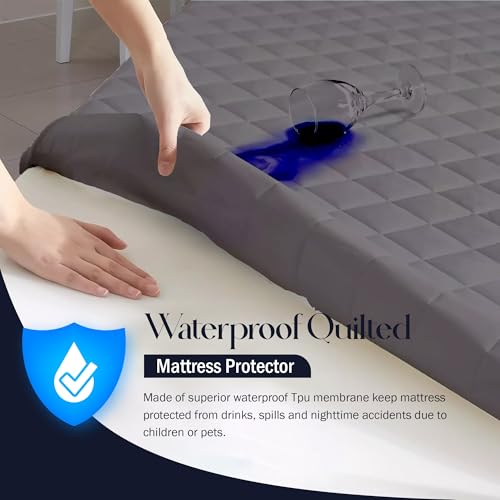 Image of TAG 24 Waterproof Cotton Quilted Mattress Protector Breathable Hypoallergenic Noiseless Ultra Soft Fitted Bed Cover 72x72 inch (72x72 inch | 6x6 ft, Grey)