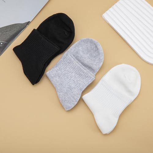 Mid-Calf Socks for Men Women, Anti-Slip Crew Socks for Daily Wear, Running, and Sports, Reinforced Heel and Toe, 3 Pack4