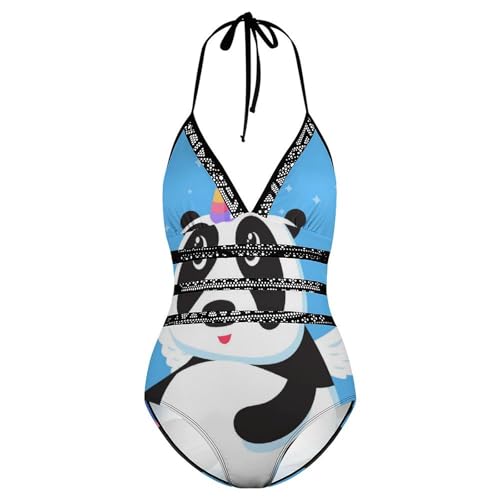 Maillot de bain une pièce panda licorne aux finitions soignées - 4
