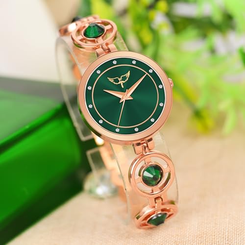 Image of Ladies Fashion Watch with Bracelet and Crystal Bezel, Black Analog Design, Water Resistant