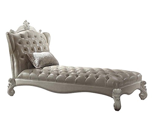 ACME Versailles Vintage Faux Leather Chaise with 1 Pillow ACME Versailles Vintage Faux Leather Chaise with 1 Pillow