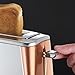 Russell Hobbs Long Slot 2 Slice Luna Toaster with faster toasting Technology (6 Browning levels, Defrost/Reheat/Cancel function, Lift & Look feature,) 1420W, Stainless Steel with Copper accents, 24310
