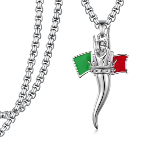 Sterling Silver Lucky Horn Pendant Necklace - Italian Horn Jewelry Gift for Women & Men