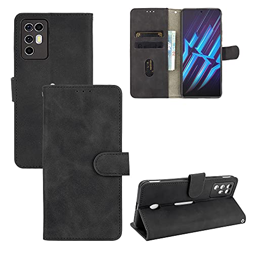 Rfvzubemok Compatible con ZTE Nubia Red Magic 6R 5G Funda abatible para Cartera,Compatible con ZTE Nubia Red Magic 6R 5G Kickstand Cierre magnético Black