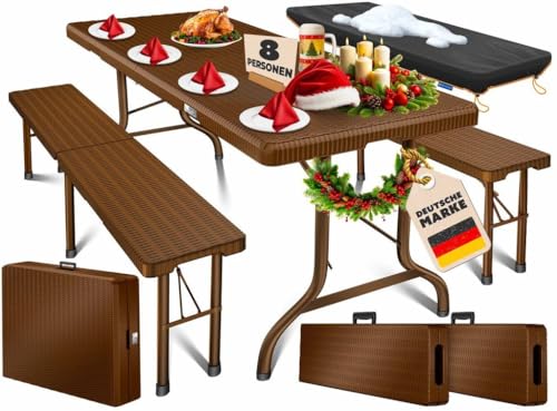 KESSER® Bierzeltgarnitur 3-teilig Set Tisch & 2x Bank | Buffettisch