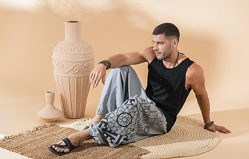 Image of The Veshti Company Printed Harem Pants for Men's Cotton Hippie Style Baggy Boho Yoga Pajama Pant with Pocket