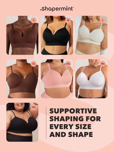 SHAPERMINT Seamless Wireless Bras for Women Full Support - Comfortable Bralette with Lift - No Underwire Soutien Gorge Femme - Plus Size Push Up Bra - 5