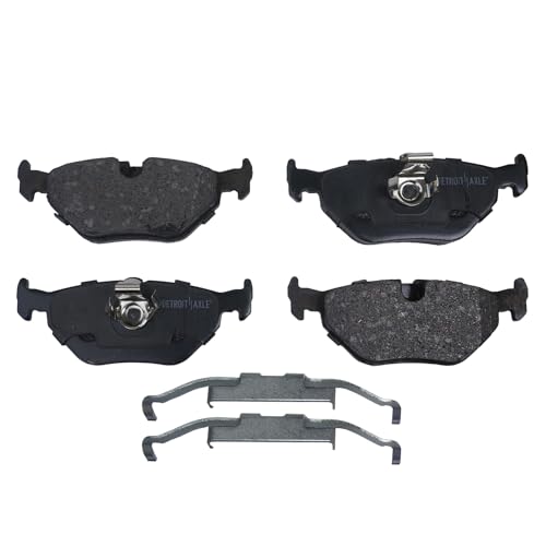 Image of Detroit Axle - Rear Brake Pads for BMW 525i 528i 530i 540i 323i 328Ci Ceramic Brake Pads w /Hardware Replacement